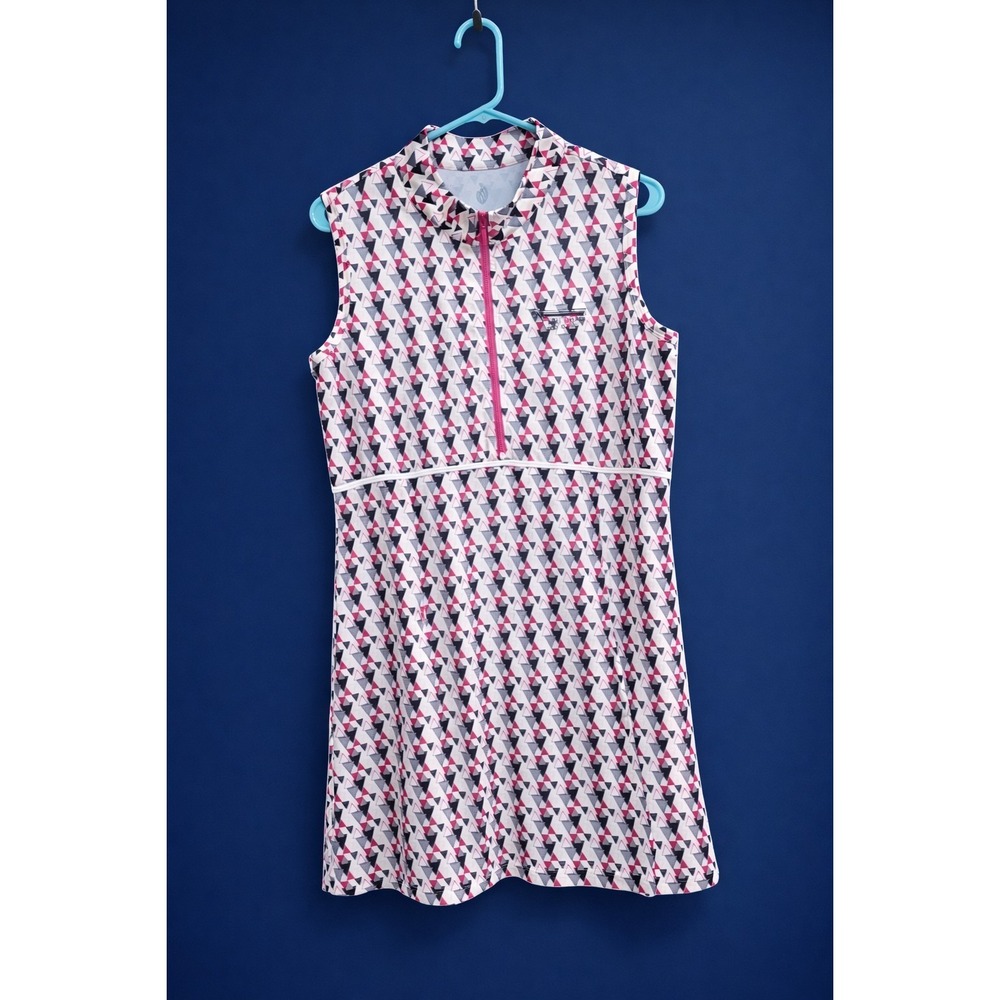 GGblue Luxe Sport Golf Dress M Abu Dhabi Golf Club Pink Geo Sleeveless Zip